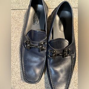 Men’s Dark Blue Salvatore Ferragamo Slip-on Dress Shoes